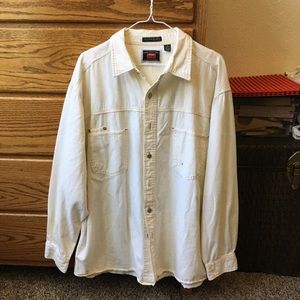 Wrangler Cream/Off-White Casual Button-Down Shirt